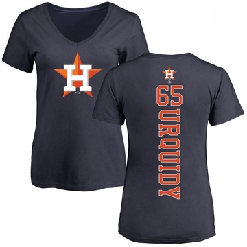 Women's Houston Astros Jose Urquidy ＃65 Backer Slim Fit T-Shirt - Navy