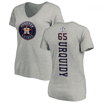 Women's Houston Astros Jose Urquidy ＃65 Backer Slim Fit T-Shirt Ash