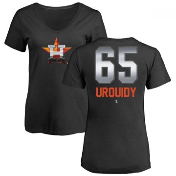 Women's Houston Astros Jose Urquidy ＃65 Midnight Mascot V-Neck T-Shirt - Black