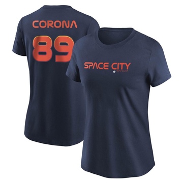 Women's Houston Astros Kenedy Corona ＃89 2022 City Connect Name & Number T-Shirt - Navy