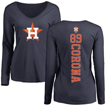Women's Houston Astros Kenedy Corona ＃89 Backer Slim Fit Long Sleeve T-Shirt - Navy