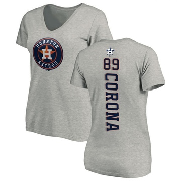Women's Houston Astros Kenedy Corona ＃89 Backer Slim Fit T-Shirt Ash