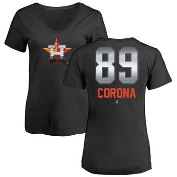 Women's Houston Astros Kenedy Corona ＃89 Midnight Mascot V-Neck T-Shirt - Black