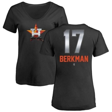 Women's Houston Astros Lance Berkman ＃17 Midnight Mascot V-Neck T-Shirt - Black