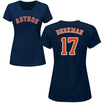 Women's Houston Astros Lance Berkman ＃17 Roster Name & Number T-Shirt - Navy