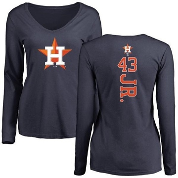 Women's Houston Astros Lance McCullers Jr. ＃43 Backer Slim Fit Long Sleeve T-Shirt - Navy
