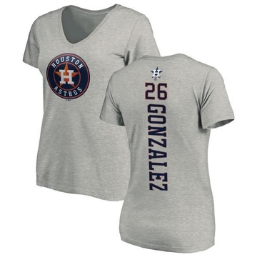 Women's Houston Astros Luis Gonzalez ＃26 Backer Slim Fit T-Shirt Ash