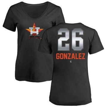 Women's Houston Astros Luis Gonzalez ＃26 Midnight Mascot V-Neck T-Shirt - Black