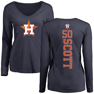 Women's Houston Astros Tayler Scott ＃50 Backer Slim Fit Long Sleeve T-Shirt - Navy