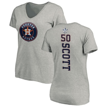 Women's Houston Astros Tayler Scott ＃50 Backer Slim Fit T-Shirt Ash