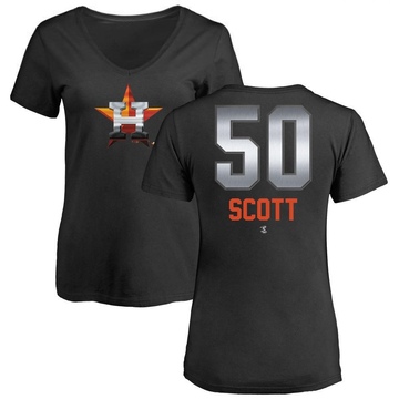 Women's Houston Astros Tayler Scott ＃50 Midnight Mascot V-Neck T-Shirt - Black