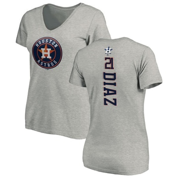 Women's Houston Astros Yainer Diaz ＃21 Backer Slim Fit T-Shirt Ash