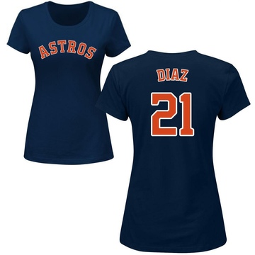Women's Houston Astros Yainer Diaz ＃21 Roster Name & Number T-Shirt - Navy