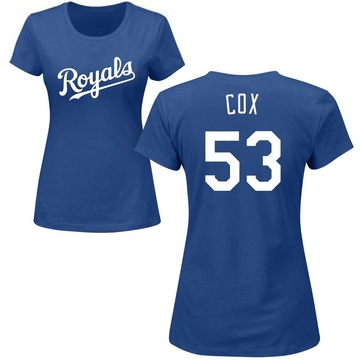 Women's Kansas City Royals Austin Cox ＃53 Roster Name & Number T-Shirt - Royal