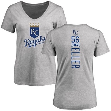 Women's Kansas City Royals Brad Keller ＃56 Backer Slim Fit T-Shirt Ash