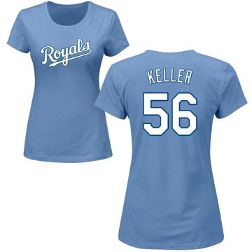 Women's Kansas City Royals Brad Keller ＃56 Roster Name & Number T-Shirt - Light Blue
