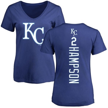 Women's Kansas City Royals Garrett Hampson ＃2 Backer Slim Fit T-Shirt - Royal
