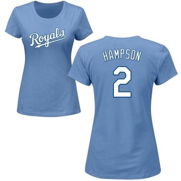 Women's Kansas City Royals Garrett Hampson ＃2 Roster Name & Number T-Shirt - Light Blue