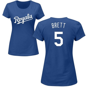 Women's Kansas City Royals George Brett ＃5 Roster Name & Number T-Shirt - Royal