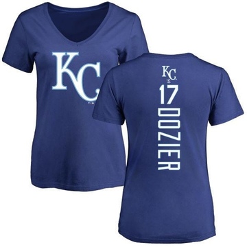 Women's Kansas City Royals Hunter Dozier ＃17 Backer Slim Fit T-Shirt - Royal