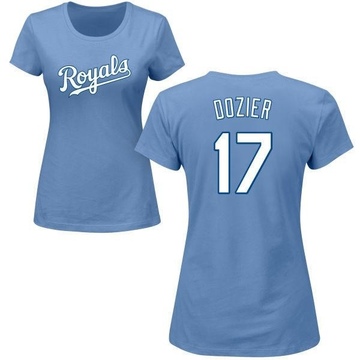 Women's Kansas City Royals Hunter Dozier ＃17 Roster Name & Number T-Shirt - Light Blue