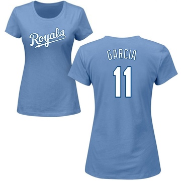 Women's Kansas City Royals Maikel Garcia ＃11 Roster Name & Number T-Shirt - Light Blue