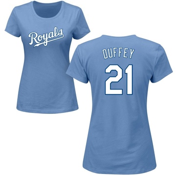 Women's Kansas City Royals Tyler Duffey ＃21 Roster Name & Number T-Shirt - Light Blue