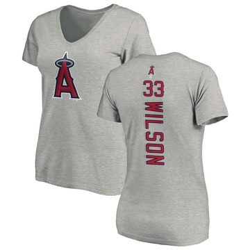 Women's Los Angeles Angels C.J. Wilson ＃33 Backer Slim Fit T-Shirt Ash