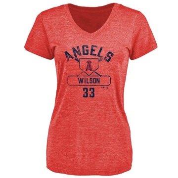 Women's Los Angeles Angels C.J. Wilson ＃33 Base Runner T-Shirt - Red