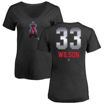 Women's Los Angeles Angels C.J. Wilson ＃33 Midnight Mascot V-Neck T-Shirt - Black