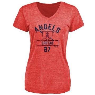 Women's Los Angeles Angels Darin Erstad ＃27 Base Runner T-Shirt - Red