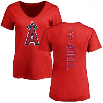 Women's Los Angeles Angels Jo Adell ＃7 Backer Slim Fit T-Shirt - Red