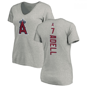 Women's Los Angeles Angels Jo Adell ＃7 Backer Slim Fit T-Shirt Ash