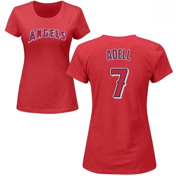 Women's Los Angeles Angels Jo Adell ＃7 Roster Name & Number T-Shirt - Red