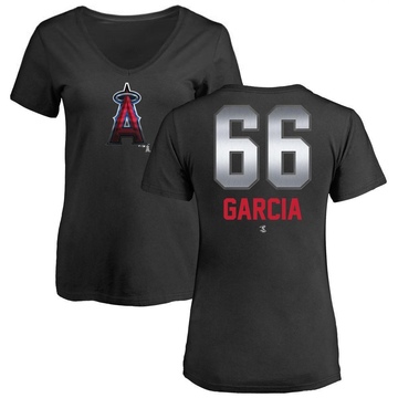Women's Los Angeles Angels Luis Garcia ＃66 Midnight Mascot V-Neck T-Shirt - Black