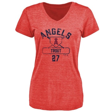 Women's Los Angeles Angels Mike Trout ＃27 Base Runner T-Shirt - Red