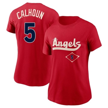 Women's Los Angeles Angels Willie Calhoun ＃5 2022 City Connect Name & Number T-Shirt - Red
