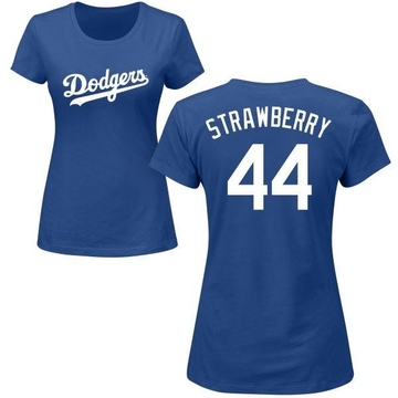 Women's Los Angeles Dodgers Darryl Strawberry ＃44 Roster Name & Number T-Shirt - Royal