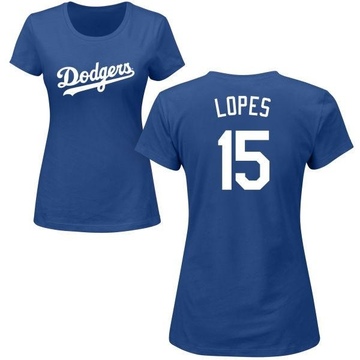 Women's Los Angeles Dodgers Davey Lopes ＃15 Roster Name & Number T-Shirt - Royal