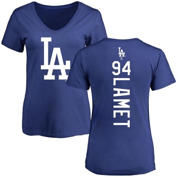 Women's Los Angeles Dodgers Dinelson Lamet ＃94 Backer Slim Fit T-Shirt - Royal