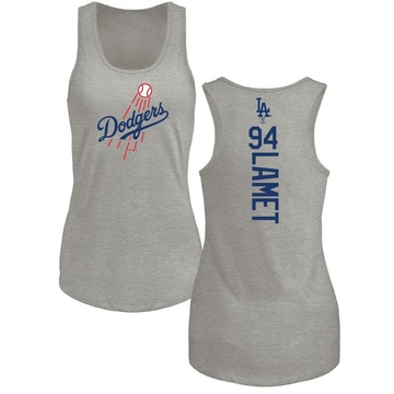 Women's Los Angeles Dodgers Dinelson Lamet ＃94 Backer Tank Top Ash