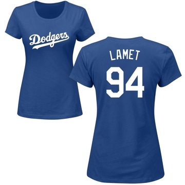 Women's Los Angeles Dodgers Dinelson Lamet ＃94 Roster Name & Number T-Shirt - Royal