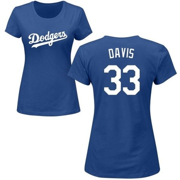 Women's Los Angeles Dodgers Eric Davis ＃33 Roster Name & Number T-Shirt - Royal