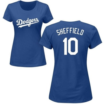 Women's Los Angeles Dodgers Gary Sheffield ＃10 Roster Name & Number T-Shirt - Royal