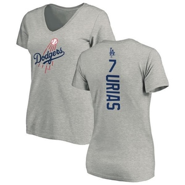 Women's Los Angeles Dodgers Julio Urias ＃7 Backer Slim Fit T-Shirt Ash