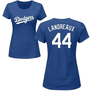 Women's Los Angeles Dodgers Ken Landreaux ＃44 Roster Name & Number T-Shirt - Royal