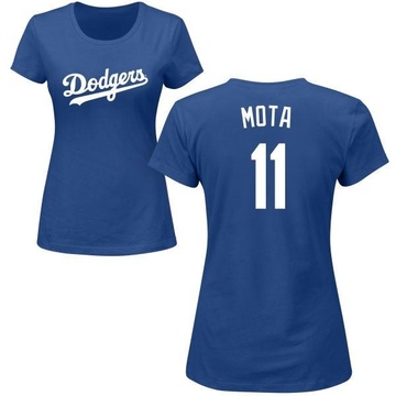 Women's Los Angeles Dodgers Manny Mota ＃11 Roster Name & Number T-Shirt - Royal