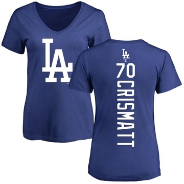 Women's Los Angeles Dodgers Nabil Crismatt ＃70 Backer Slim Fit T-Shirt - Royal