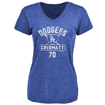 Women's Los Angeles Dodgers Nabil Crismatt ＃70 Base Runner T-Shirt - Royal