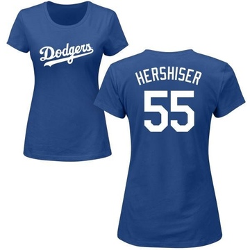 Women's Los Angeles Dodgers Orel Hershiser ＃55 Roster Name & Number T-Shirt - Royal